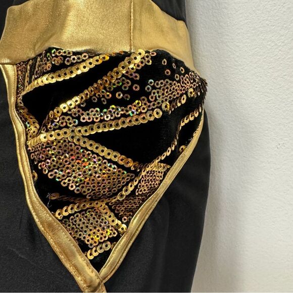 Foil Hip-Hop Gold and Black You’re An Allstar Dance Costume Size ISC (7/8) - Picture 6 of 10